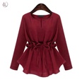 Fashion solid color waist slim cotton linen shirtpicture16